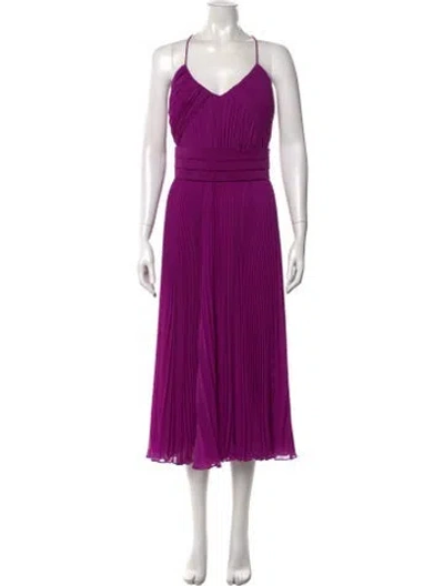 Pre-owned Max Mara V-neck Midi Length Dress W/ Tags In Purple