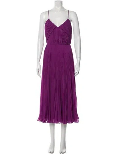 Pre-owned Max Mara V-neck Midi Length Dress W/ Tags In Purple