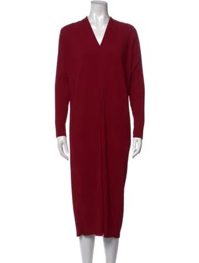 Pre-owned Max Mara V-neck Midi Length Dress W/ Tags In Red