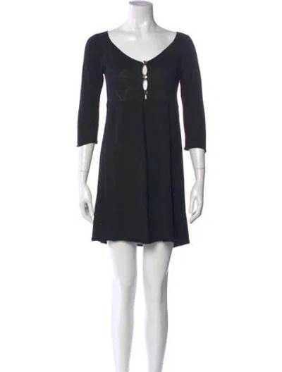Pre-owned Max Mara V-neck Mini Dress In Black