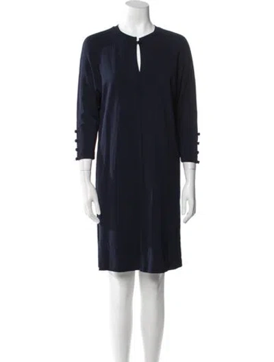 Pre-owned Max Mara V-neck Mini Dress In Blue