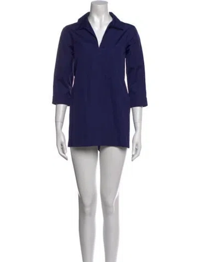 Pre-owned Max Mara V-neck Mini Dress In Blue