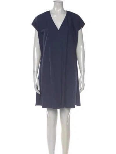 Pre-owned Max Mara V-neck Mini Dress In Blue