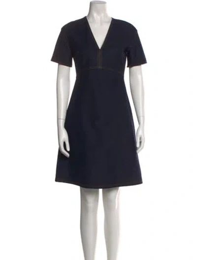 Pre-owned Max Mara V-neck Mini Dress In Blue