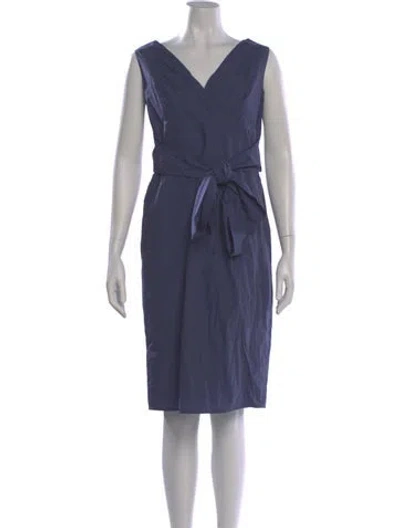 Pre-owned Max Mara V-neck Mini Dress In Blue