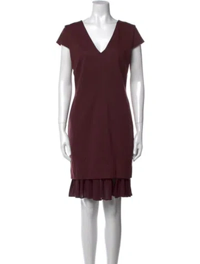Pre-owned Max Mara V-neck Mini Dress In Burgundy