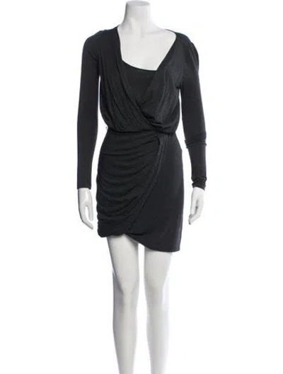 Pre-owned Max Mara V-neck Mini Dress In Gray