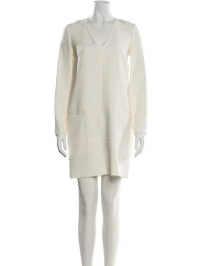 Pre-owned Max Mara V-neck Mini Dress In Neutral