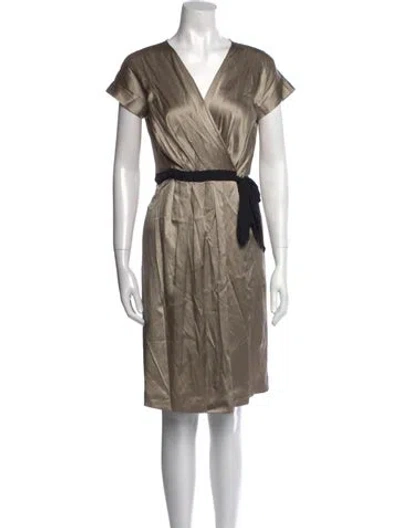Pre-owned Max Mara V-neck Mini Dress In Neutral