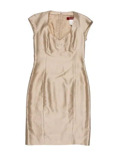 Pre-owned Max Mara V-neck Mini Dress In Neutral