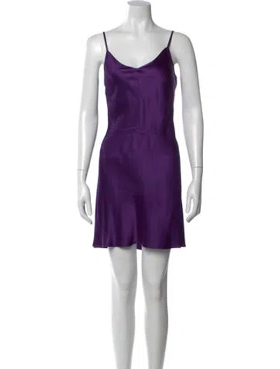 Pre-owned Max Mara V-neck Mini Dress In Purple