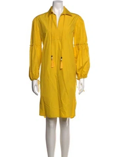 Pre-owned Max Mara V-neck Mini Dress W/ Tags In Yellow