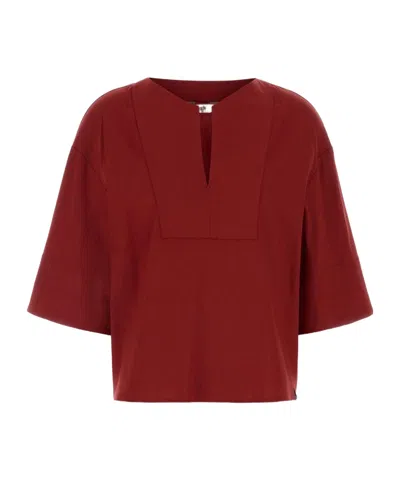 Max Mara V-neck Open Shirt In Brown