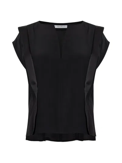 Max Mara V-neck Panel Blouse In Black