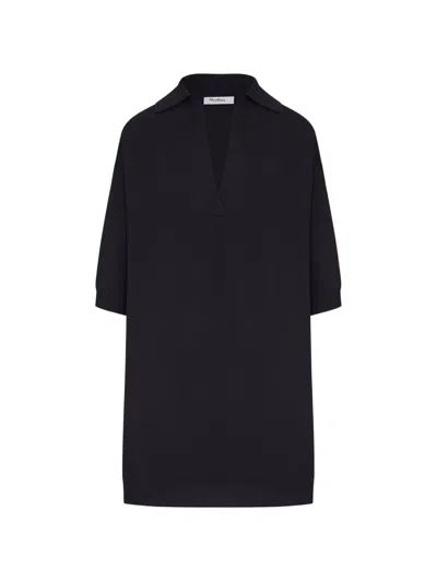Max Mara Long Viscose Crepe Sweater In Black