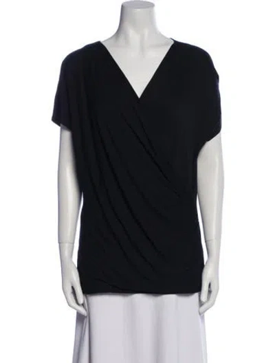 Pre-owned Max Mara V-neck Short Sleeve Blouse In Blue