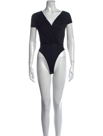 Pre-owned Max Mara V-neck Short Sleeve Bodysuit In Green