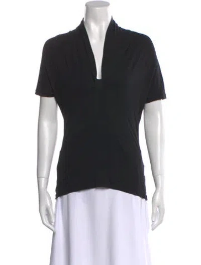 Pre-owned Max Mara V-neck Short Sleeve Polo In Black