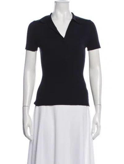 Pre-owned Max Mara V-neck Short Sleeve Polo In Black/white