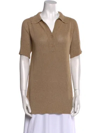 Pre-owned Max Mara V-neck Short Sleeve Polo In Neutral