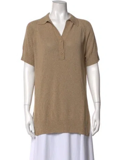 Pre-owned Max Mara V-neck Short Sleeve Polo In Neutrals
