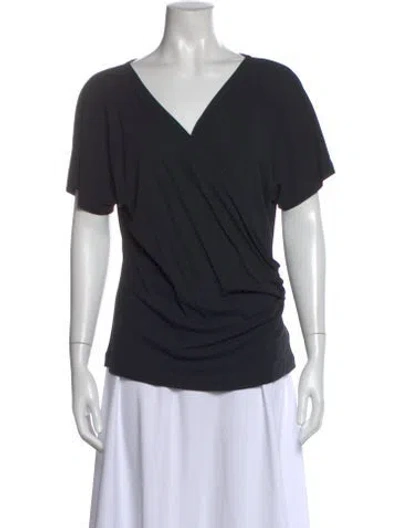 Pre-owned Max Mara V-neck Short Sleeve Top In Blue