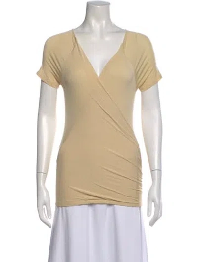 Pre-owned Max Mara V-neck Short Sleeve Top In Gold