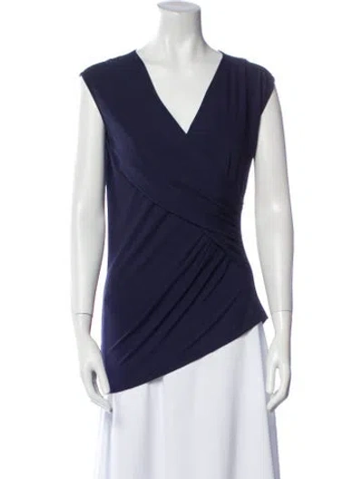 Pre-owned Max Mara V-neck Sleeveless Blouse In Blue