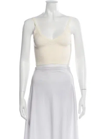 Pre-owned Max Mara V-neck Sleeveless Crop Top In Neutrals