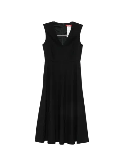 Max Mara V-neck Sleeveless Midi Dress In 블랙