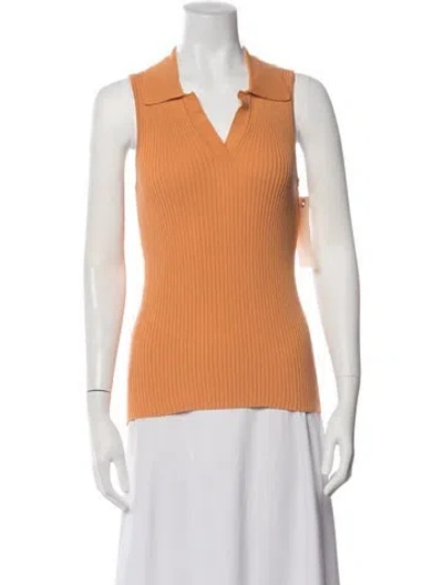 Pre-owned Max Mara V-neck Sleeveless Polo In Orange