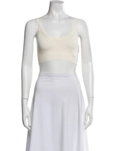 Pre-owned Max Mara V-neck Sleeveless Sports Bra In White