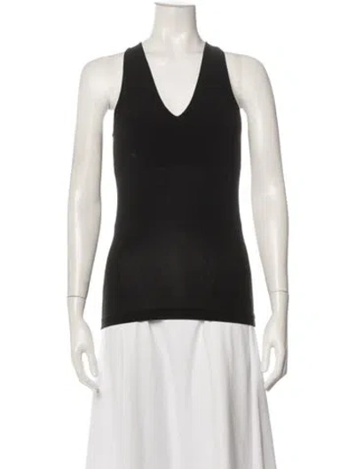 Pre-owned Max Mara V-neck Sleeveless Top In Black
