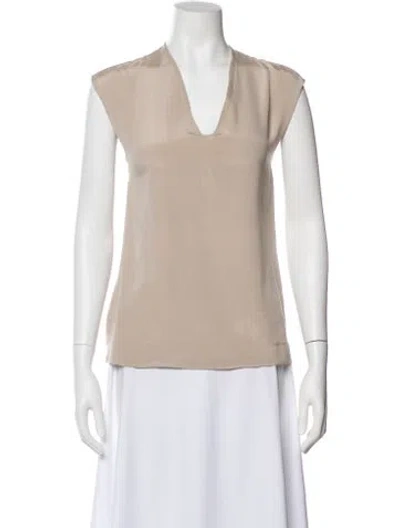 Pre-owned Max Mara V-neck Sleeveless Top In Neutral