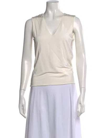 Pre-owned Max Mara V-neck Sleeveless Top In Neutral