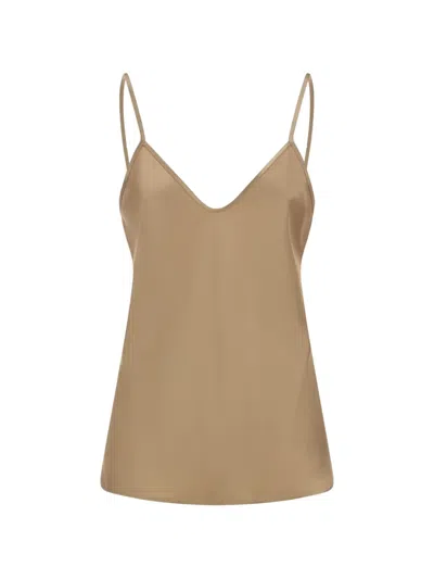 Max Mara Maxmara Mxmunghia Silk Canvas Top In Green