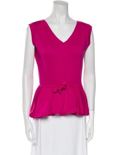 Pre-owned Max Mara V-neck Sleeveless Top In Pink