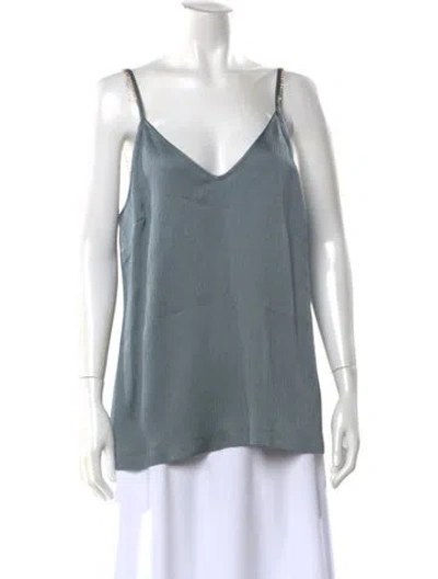Pre-owned Max Mara V-neck Sleeveless Top W/ Tags In Blue