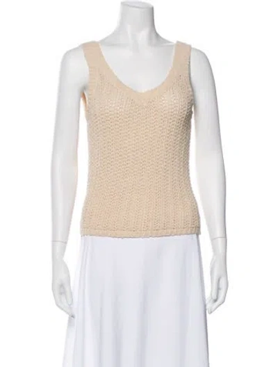 Pre-owned Max Mara V-neck Sleeveless Top In White