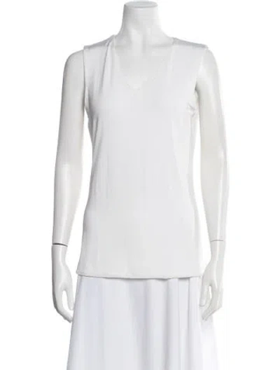 Pre-owned Max Mara V-neck Sleeveless Top In White