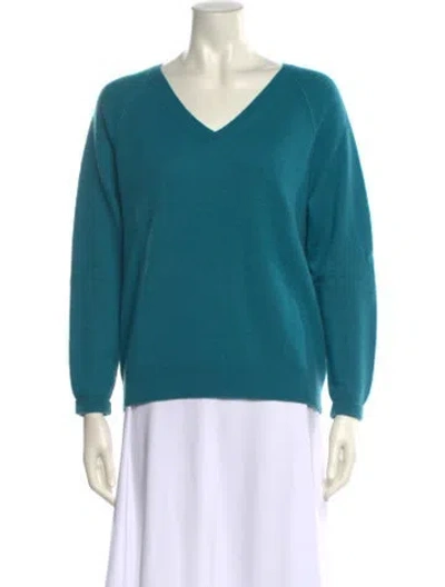 Pre-owned Max Mara V-neck Sweater In Blue