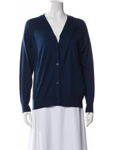 Pre-owned Max Mara V-neck Sweater In Blue