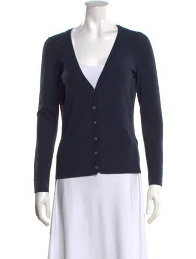 Pre-owned Max Mara V-neck Sweater In Blue