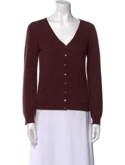 Pre-owned Max Mara V-neck Sweater In Burgundy