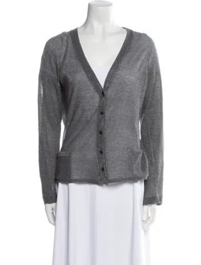 Pre-owned Max Mara V-neck Sweater In Gray
