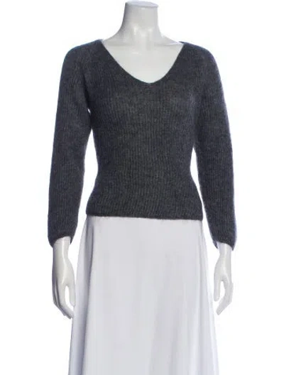 Pre-owned Max Mara V-neck Sweater In Gray