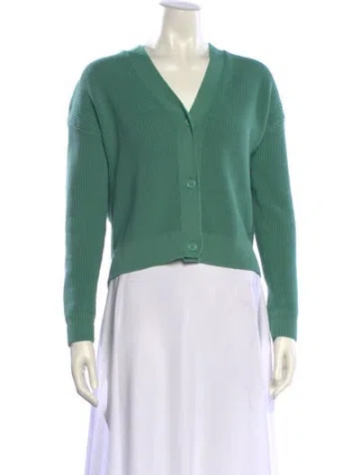 Pre-owned Max Mara V-neck Sweater In Green