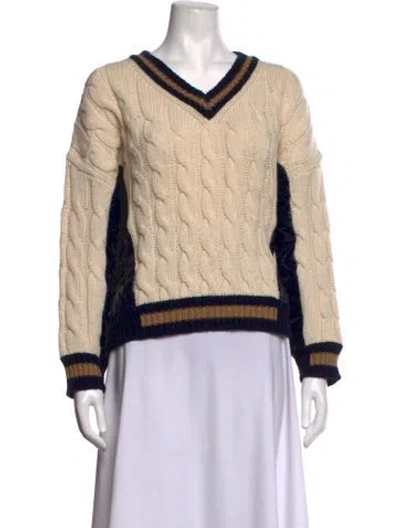 Pre-owned Max Mara V-neck Sweater In Neutrals