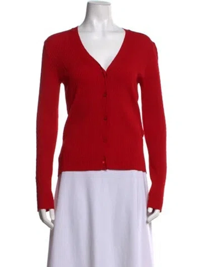 Pre-owned Max Mara V-neck Sweater In Red
