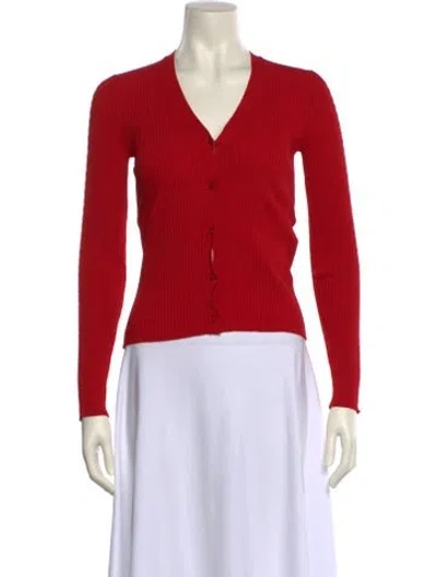 Pre-owned Max Mara V-neck Sweater In Red
